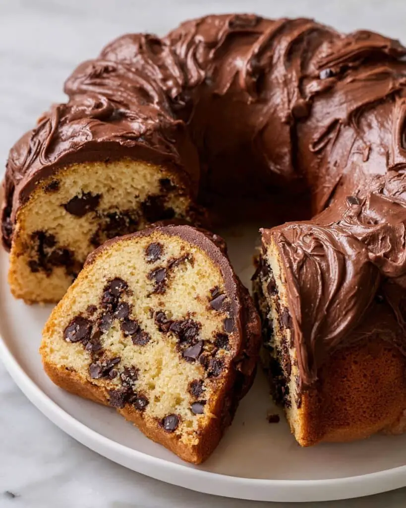 Chocolate Chip Pound Cake with Rich Chocolate Icing Recipe