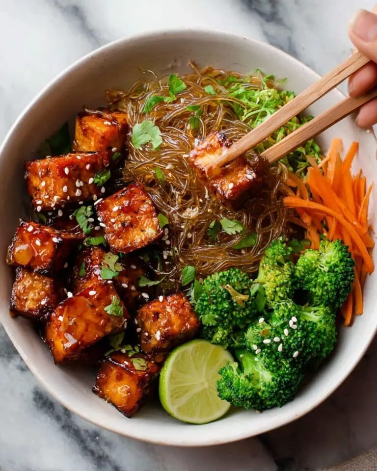 Korean Noodle Bowl with Crispy Tofu and Veggies Recipe
