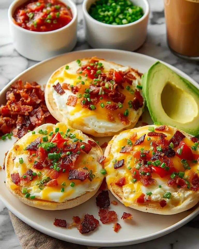 English Muffin Breakfast Pizza with Fried Egg and Sausage Recipe