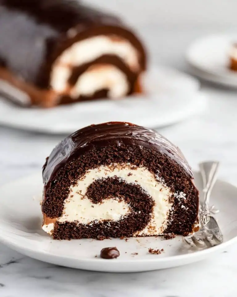 Chocolate Swiss Roll Cake with Cream Cheese Frosting and Chocolate Ganache Recipe