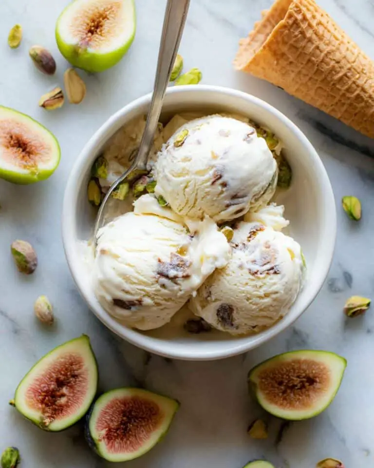 Ricotta Gelato with Caramelized Fig and Toasted Pistachio Swirls Recipe
