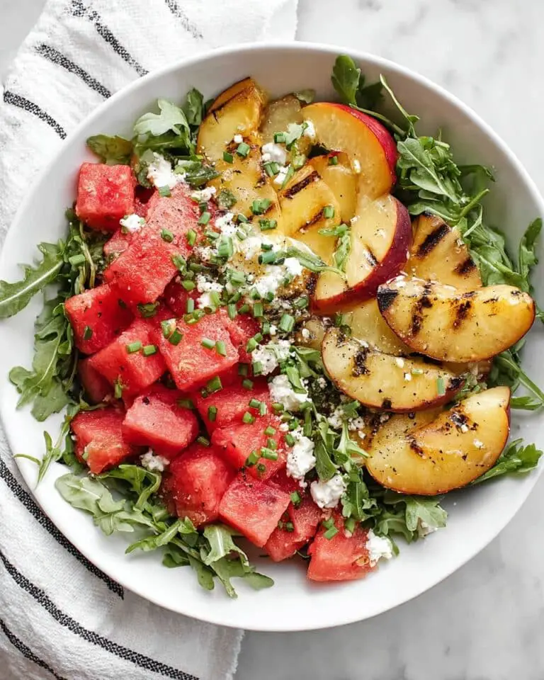 Watermelon Peach Salad with Feta and Jalapeño Lime Dressing Recipe
