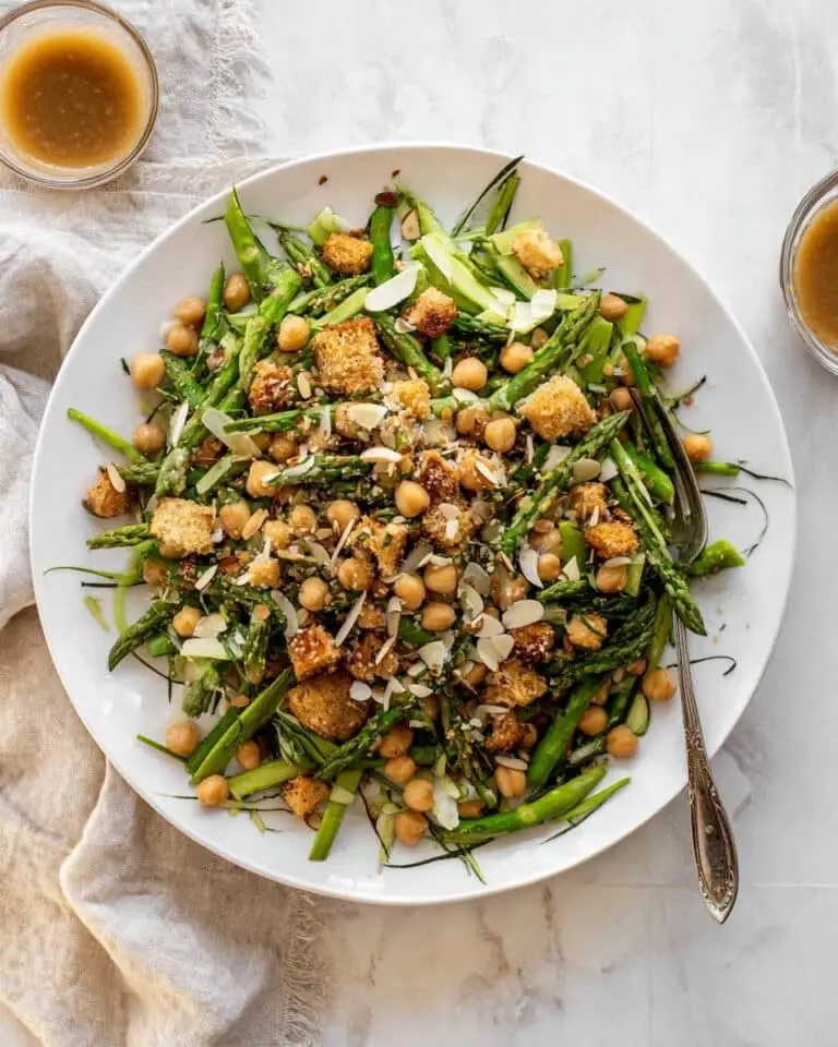 Asparagus Salad with Brioche Croutons and Honey Mustard Vinaigrette Recipe