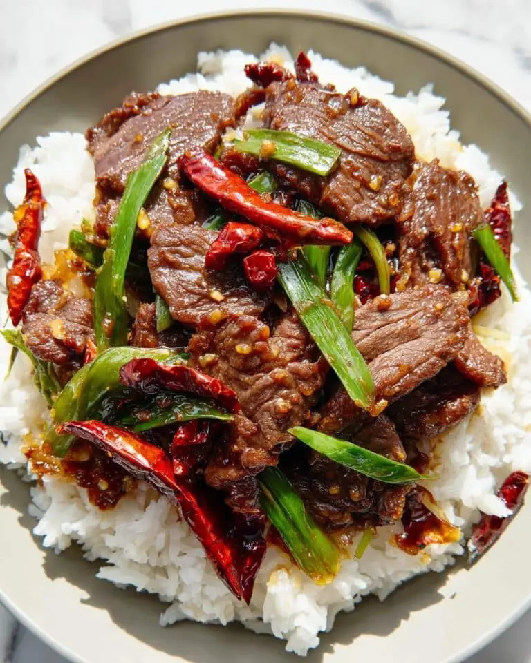 Spicy Stir-Fried Beef with Red Peppers and Green Onions Recipe