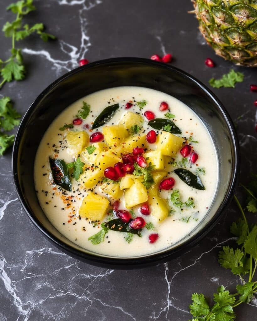 Pineapple Raita with Spiced Sugar Syrup and Pomegranate Recipe