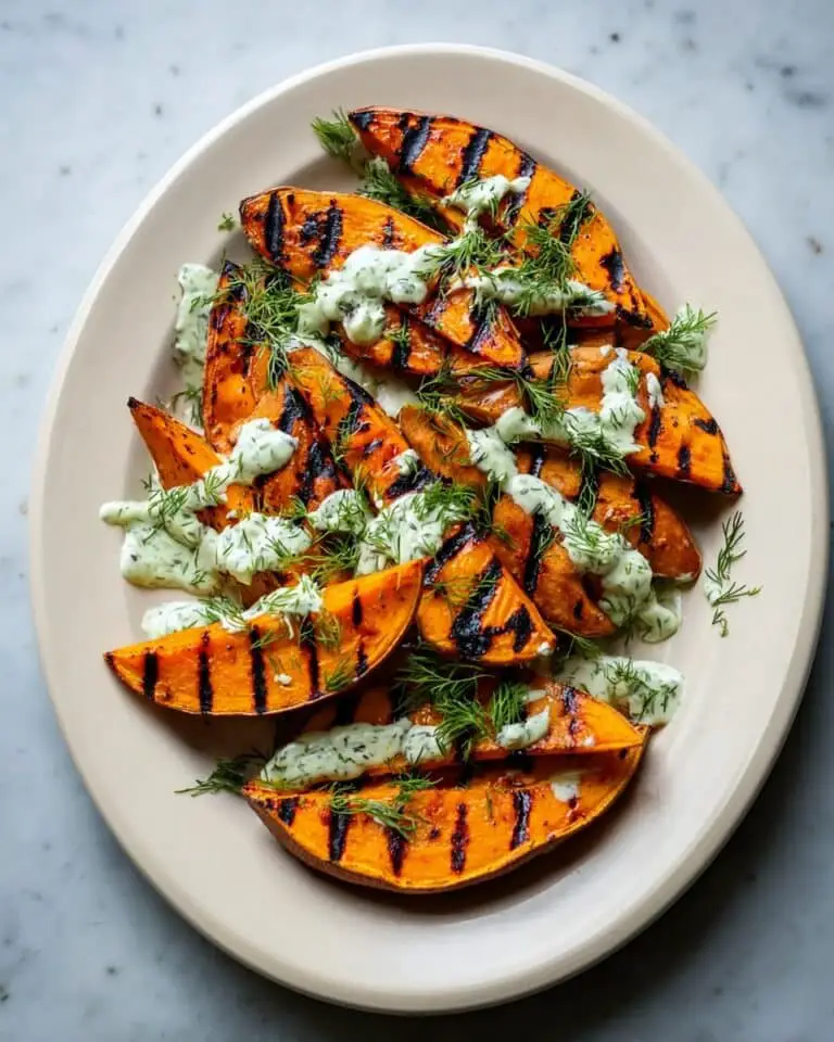 Grilled Sweet Potatoes with Lemon-Dill Yogurt Sauce Recipe