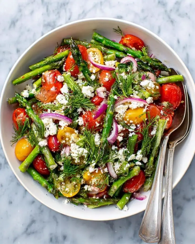 Asparagus Salad With Feta & Cherry Tomatoes Recipe