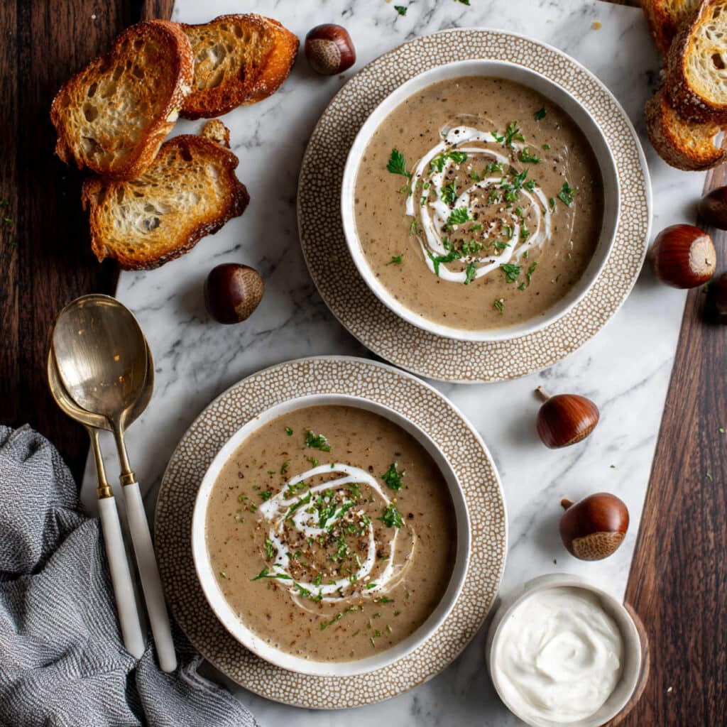 Creamy Mushroom and Chestnut Soup Recipe