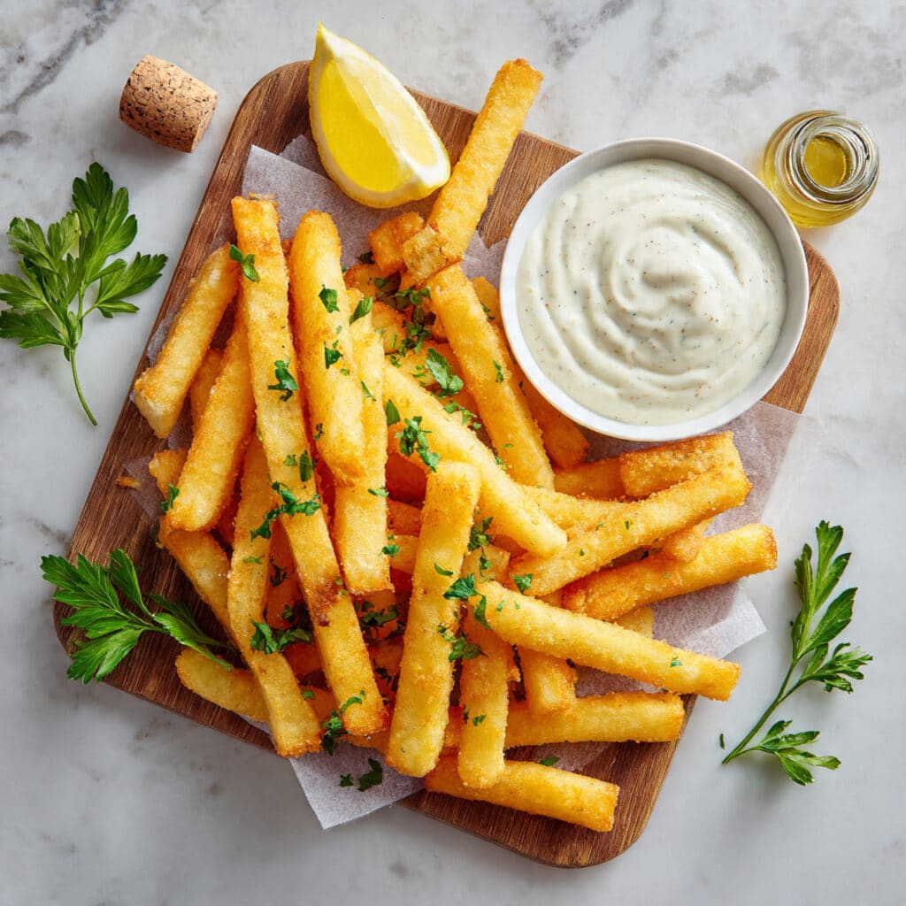 Chickpea Fries with Lemon Tahini Dip Recipe