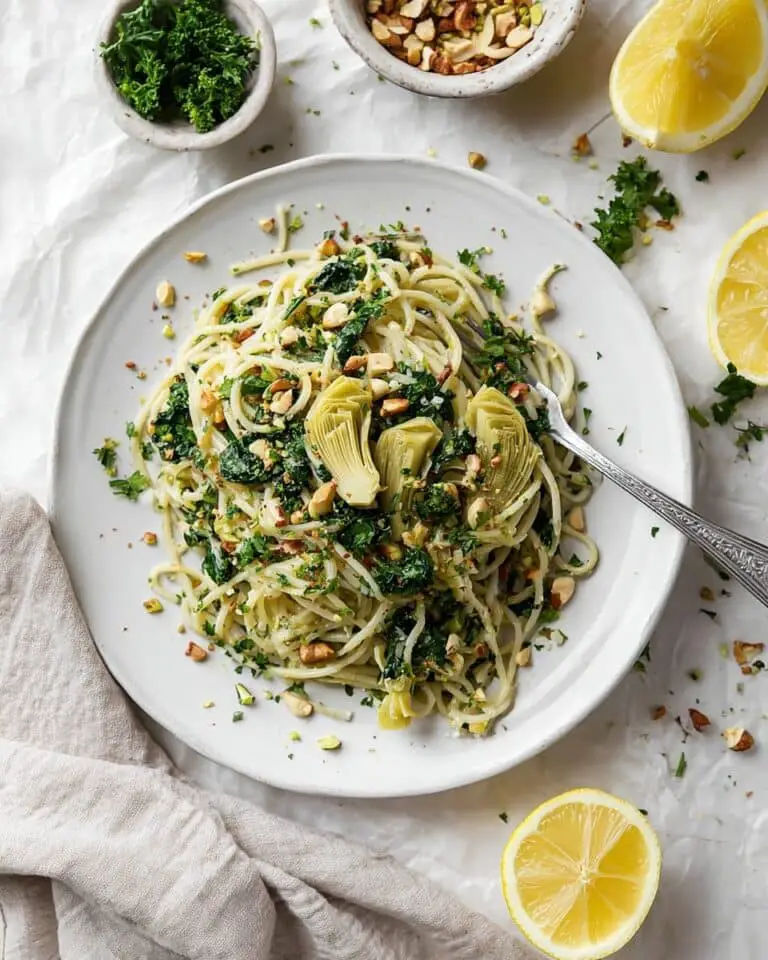 Healthy Lemon Artichoke & Spinach Pasta Recipe