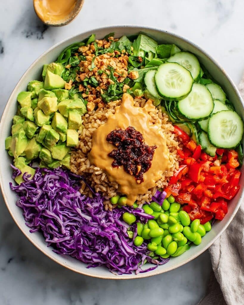 Crispy Rice Salad with Avocado, Edamame, and Spicy Peanut Dressing Recipe