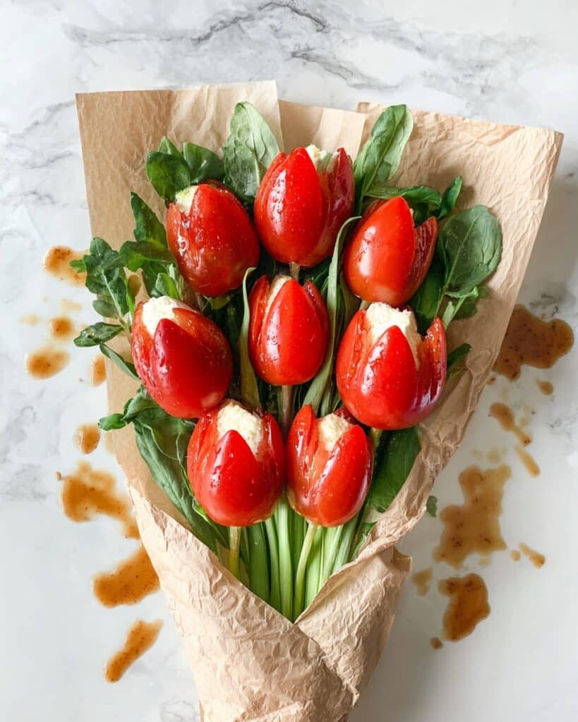 Easy Caprese Tomato Tulips Bouquet Recipe
