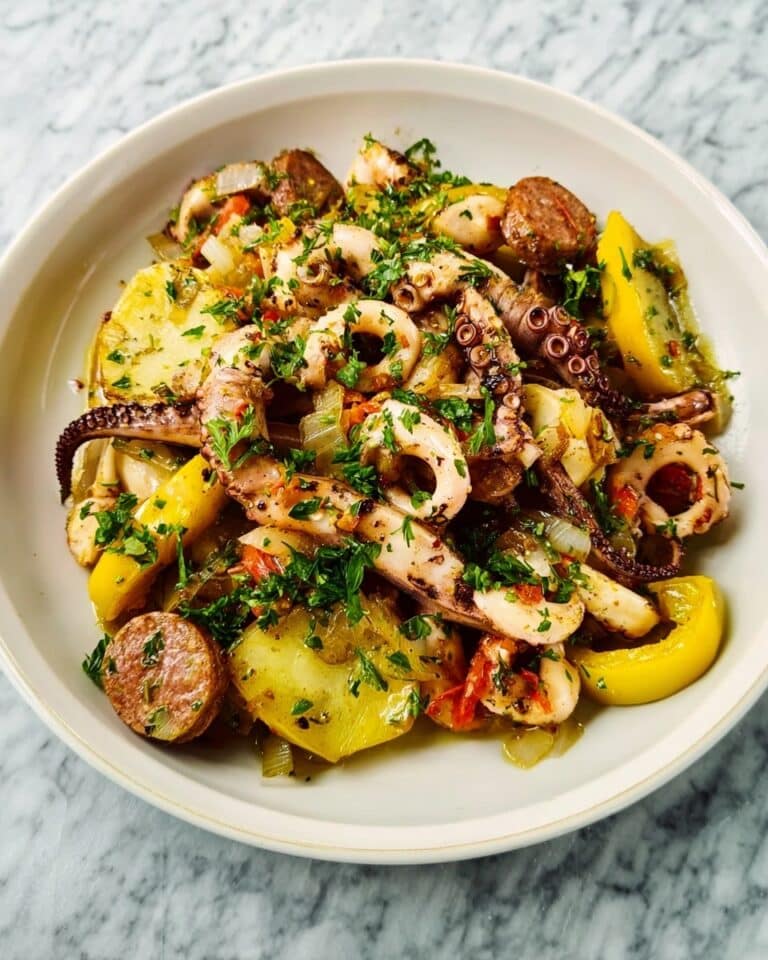 Grilled Baby Octopus with Chorizo, Fennel, and Garlic Recipe