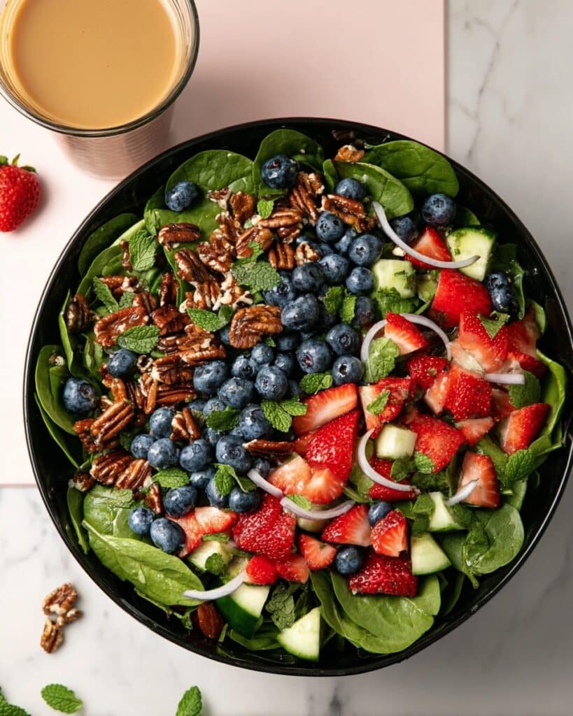 Spinach Blueberry Strawberry Salad with Balsamic Dressing Recipe