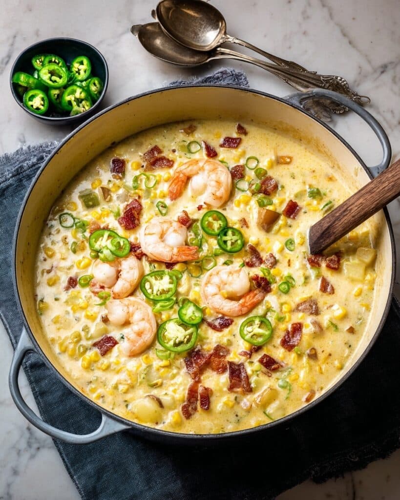 Smoky and Creamy Corn Chowder with Shrimp Recipe