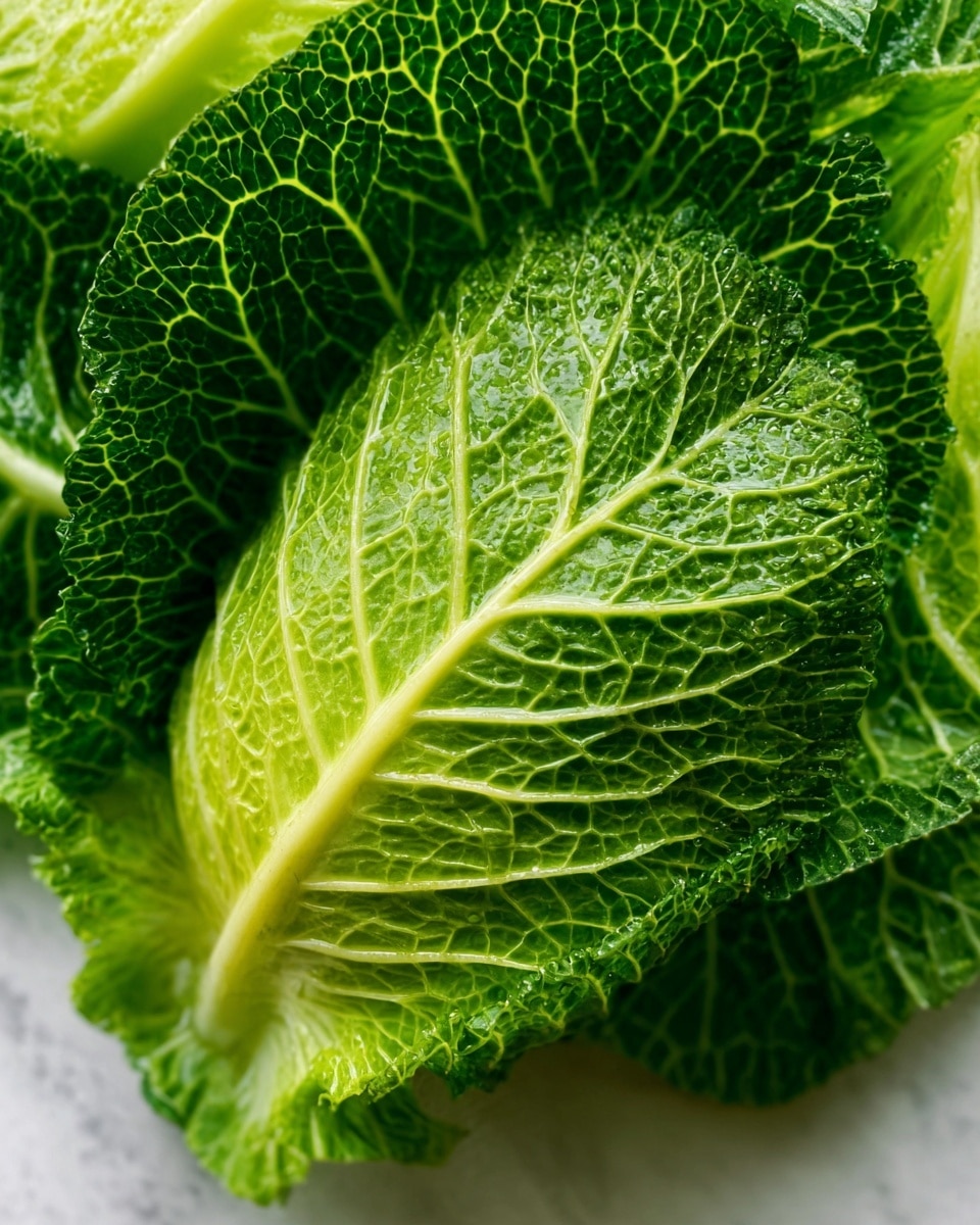 The image shows layers of bright green cabbage leaves with noticeable veins. The outer layer is a darker green with a shiny, wet texture, and the inner layers are lighter green, almost yellow near the base. The leaves overlap each other in a natural, loose arrangement, showing the detailed texture of veins and slight wrinkles on the surface. The scene is set on a white marbled surface which enhances the fresh look of the cabbage leaves. photo taken with an iphone --ar 4:5 --v 7