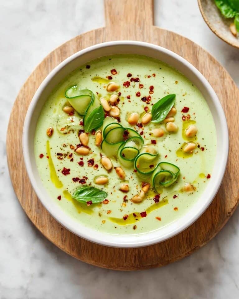Japanese-Inspired Cucumber Gazpacho with Miso and Basil Pesto Recipe