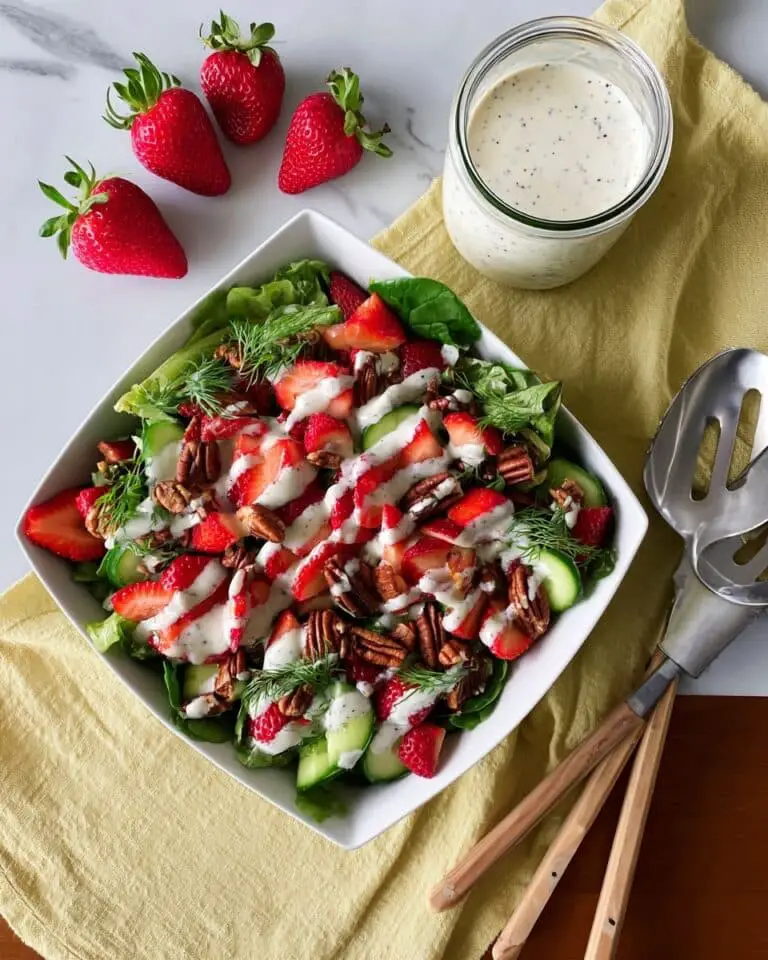 Strawberry Cucumber Salad with Poppy Seed Yogurt Dressing Recipe