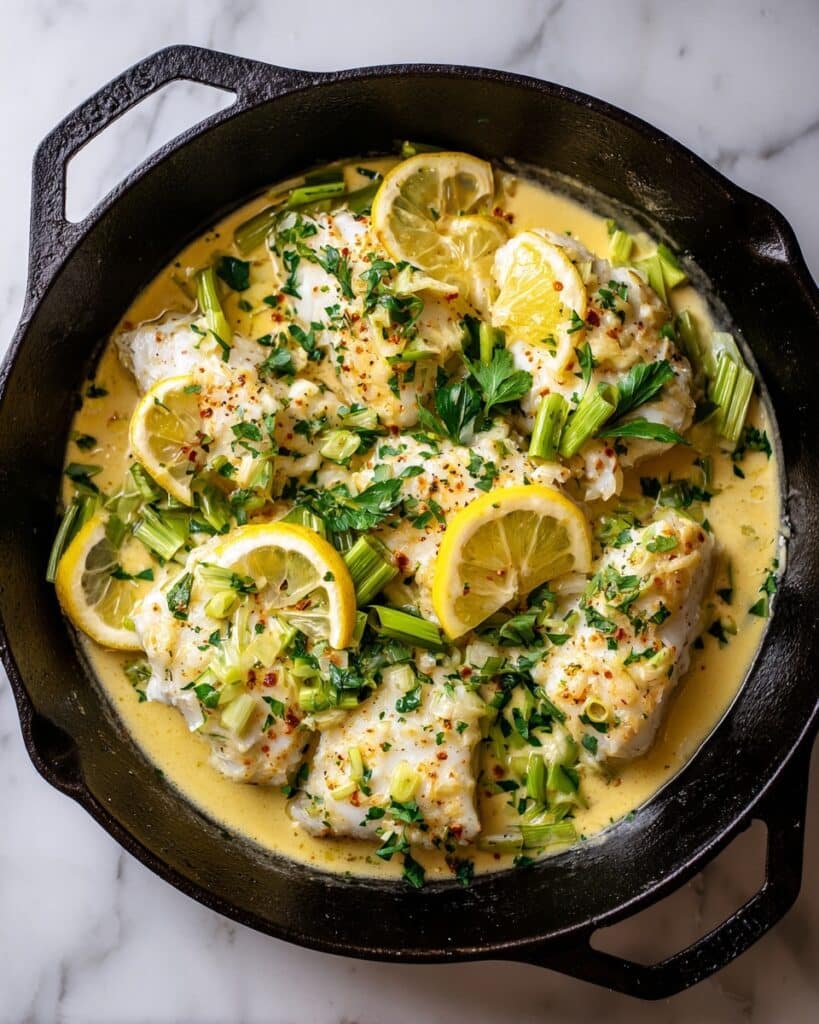 One-Pan Creamy Leeks with Cod Fillets Recipe