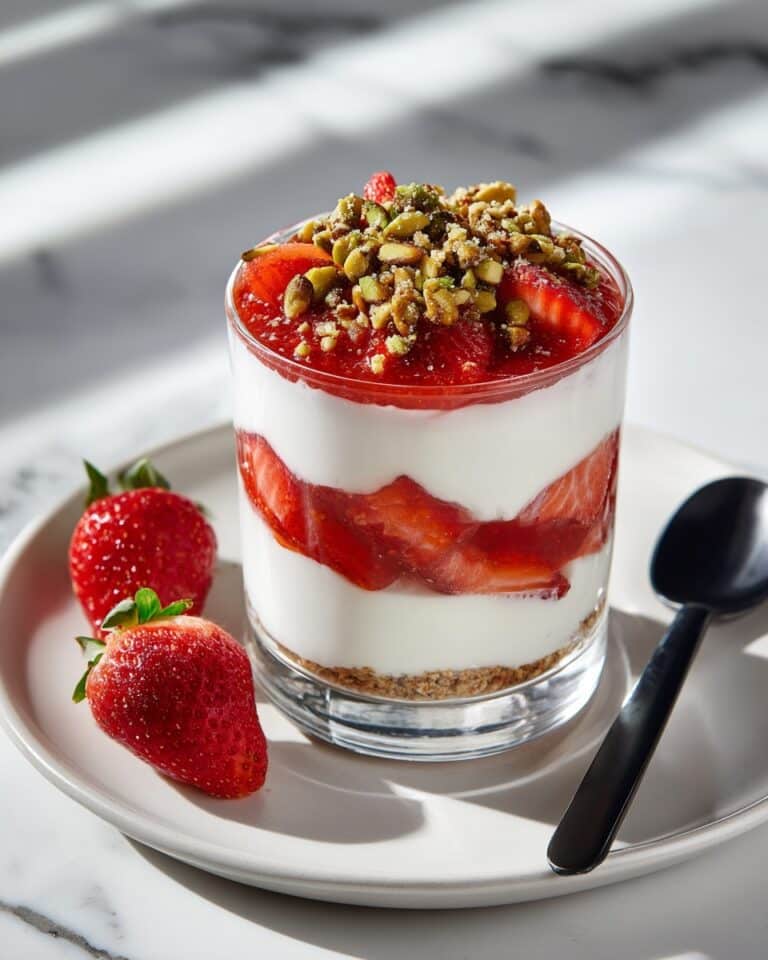 No-Bake Strawberries and Cream with Mascarpone and Pistachio Crumble Recipe