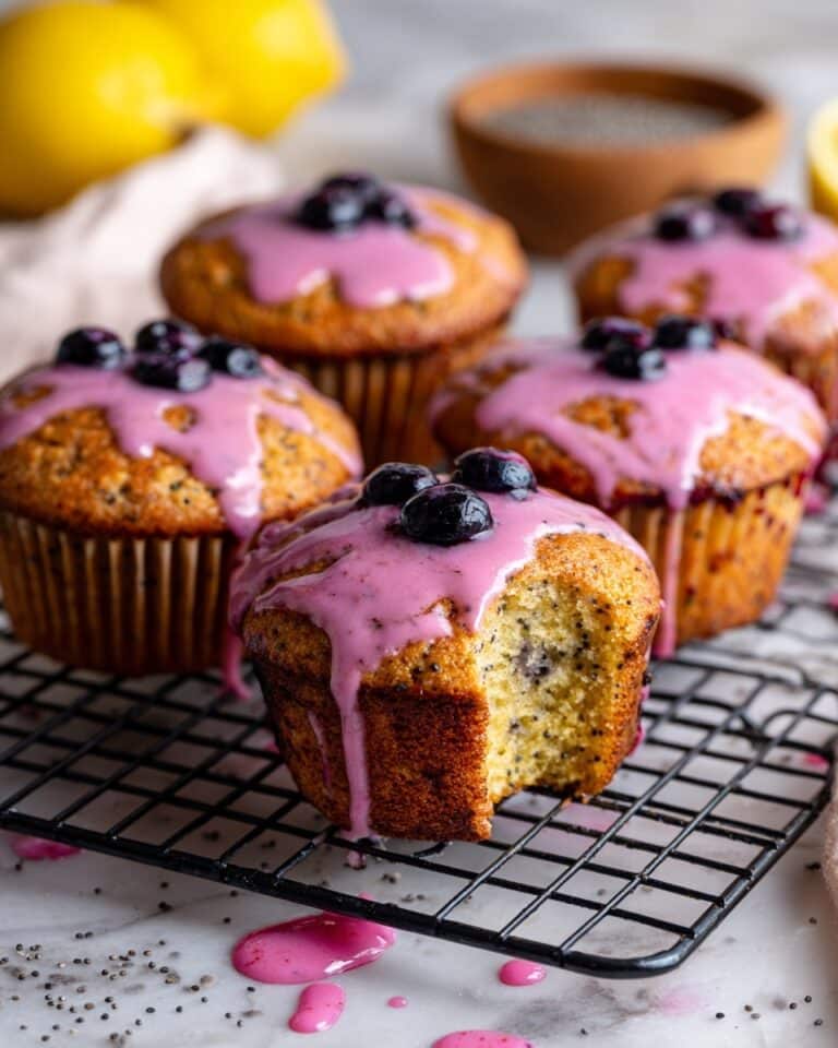 Healthy Lemon Poppy Seed Muffins with Blueberry Glaze Recipe