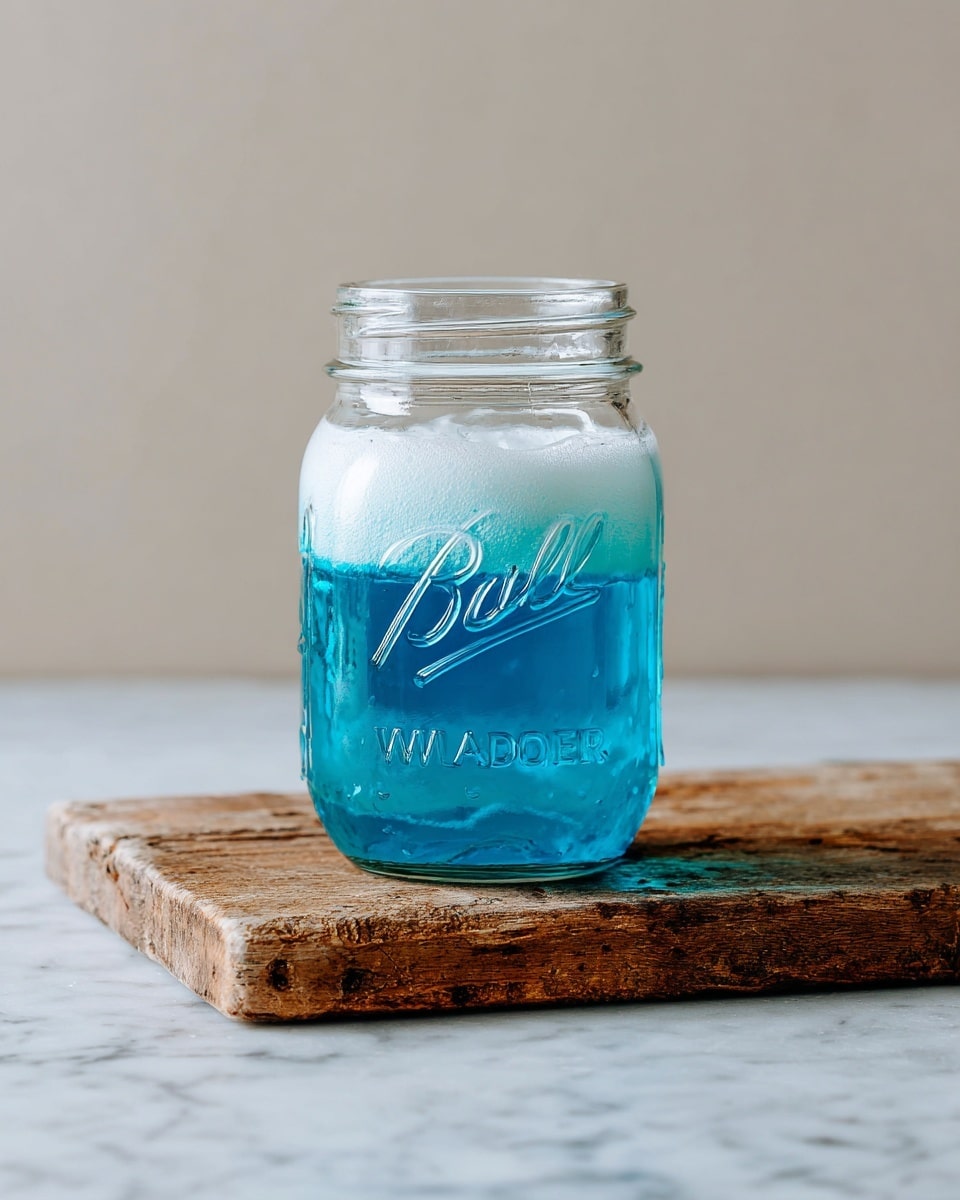 A glass jar with clear, textured glass and the words