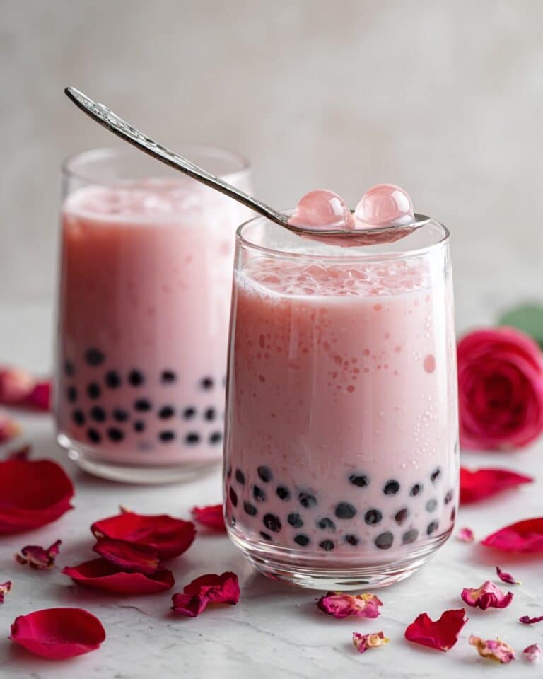 Rose Milk Tea with Tapioca Pearls Recipe