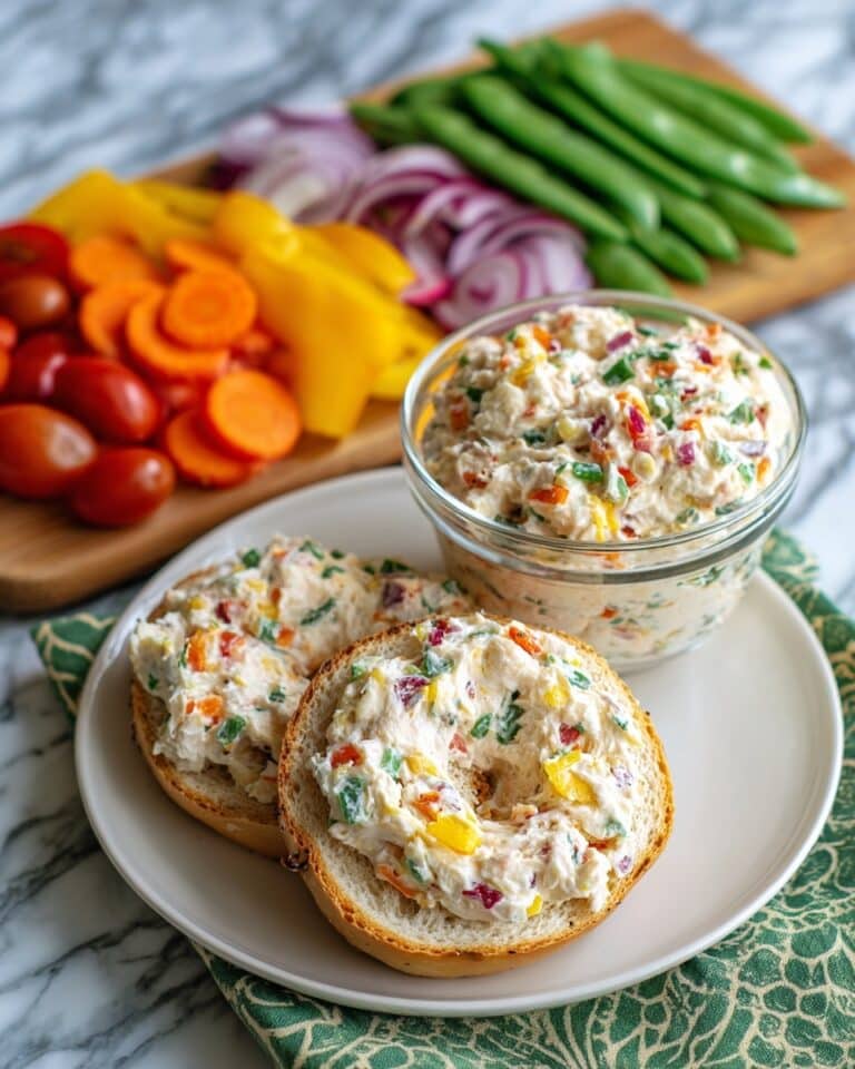 Garden Vegetable Cream Cheese Spread with Bagels Recipe