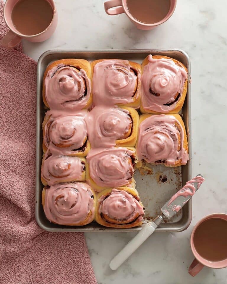 Strawberry and Cocoa Filled Rolls with Cream Cheese Icing Recipe