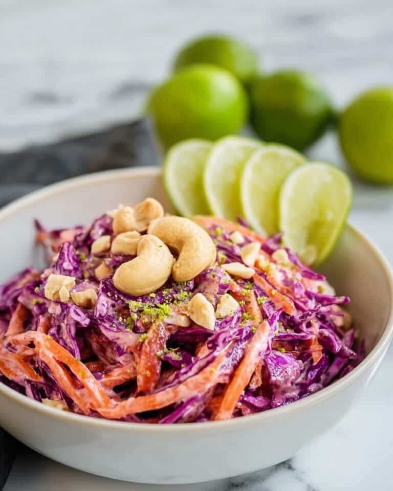Thai Red Cabbage Slaw with Sriracha Mayo and Cashews Recipe