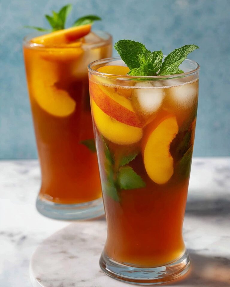 Peach Iced Tea with Fresh Mint and Lemon Recipe