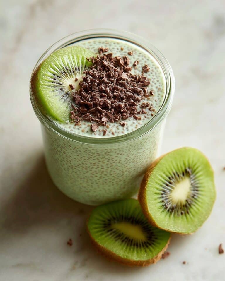 Kiwi Chia Pudding with Matcha and Dark Chocolate Shavings Recipe