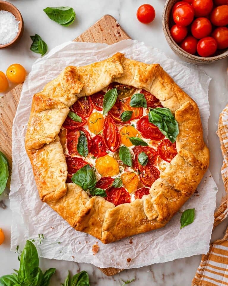 Cherry Tomato Galette with Goat Cheese and Pesto Recipe