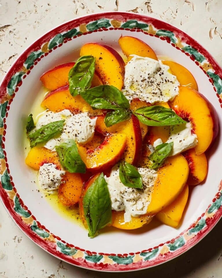 Peach and Burrata Caprese Salad Recipe