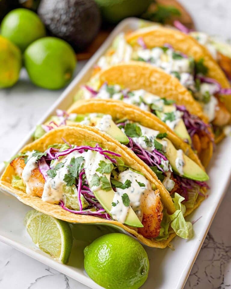 Fish Tacos with Lime, Cabbage, and Queso Fresco Recipe