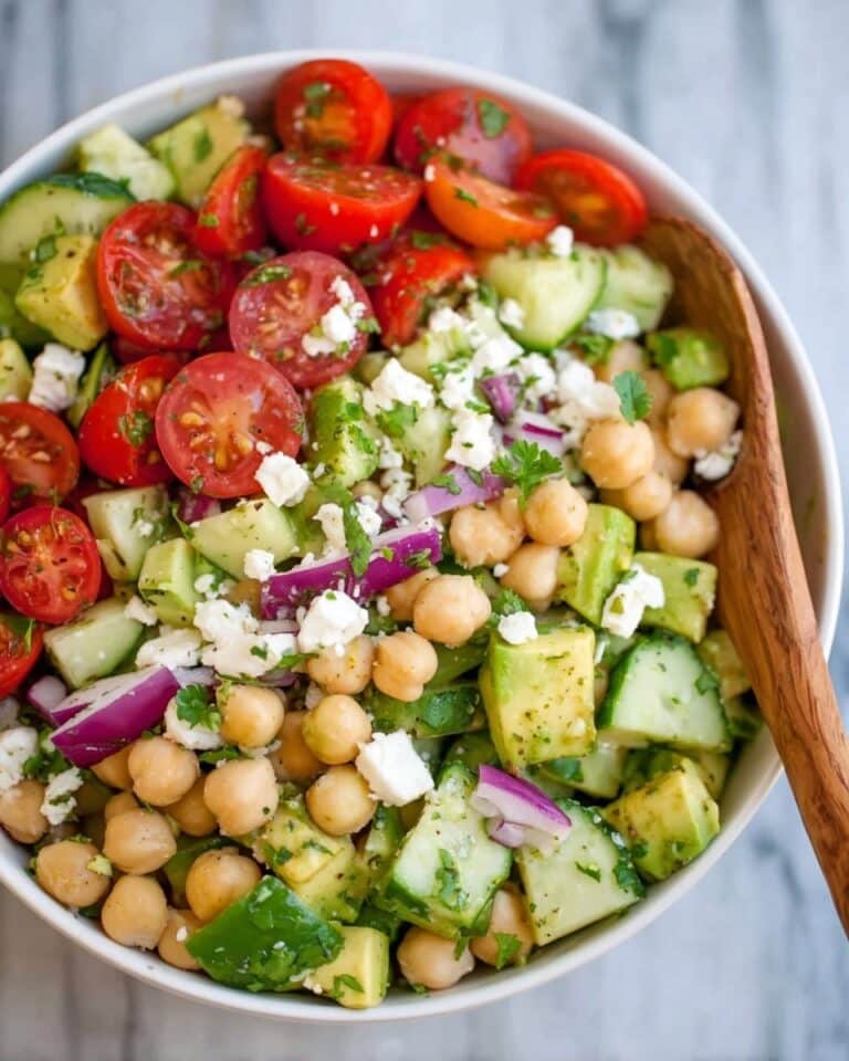 Creamy Chickpea Salad with Fresh Vegetables and Feta Recipe