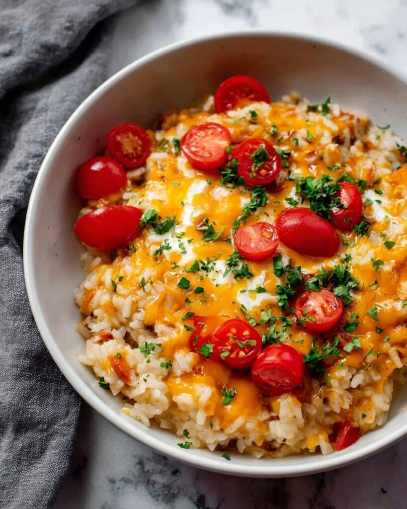 Instant Pot Lentils and Rice with Diced Tomatoes, Green Chiles, and Cheese Recipe