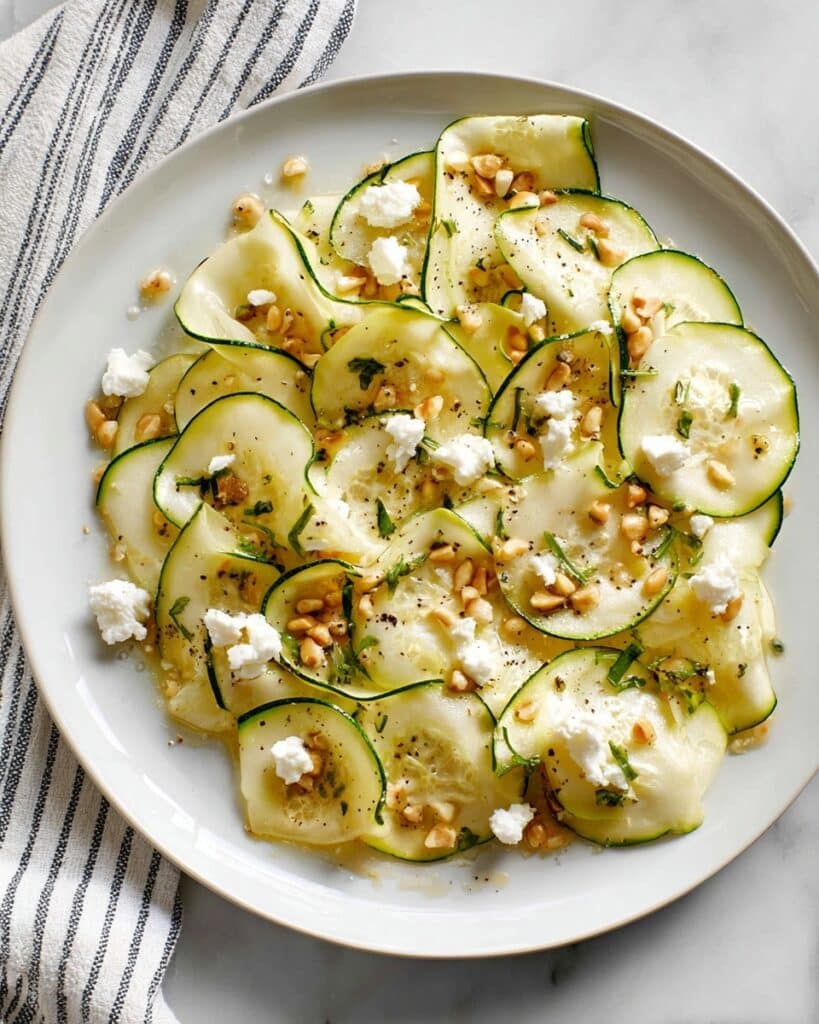 Zucchini Ribbon Salad with Feta, Pine Nuts, and Chives Recipe