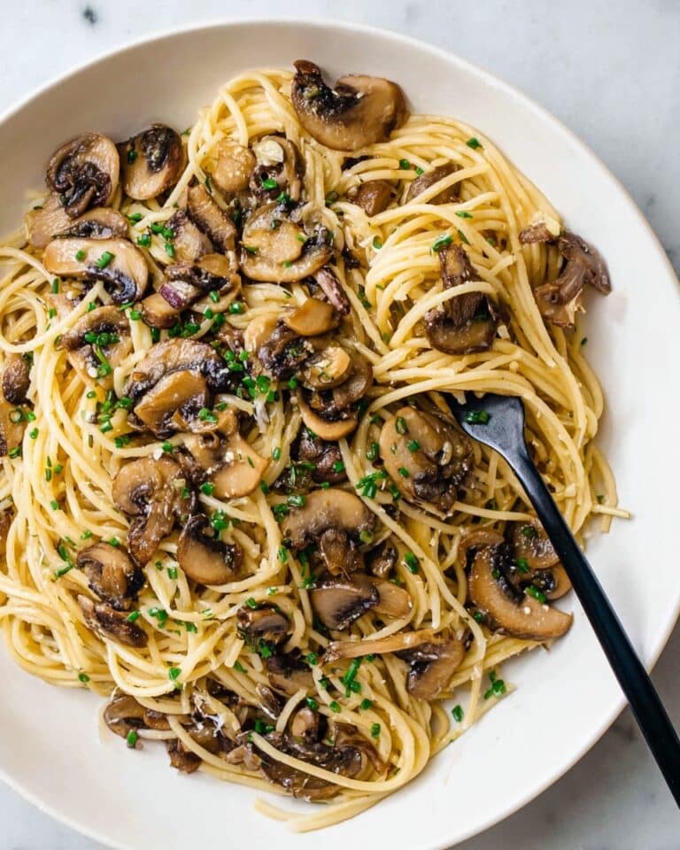 Black Garlic Pasta with Mushrooms and Parmesan Recipe