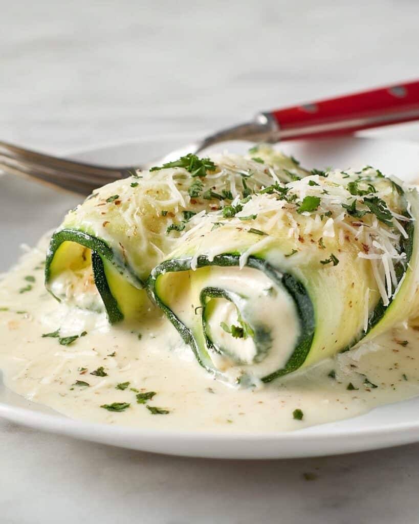 Chicken Alfredo Zucchini Roll Ups Recipe