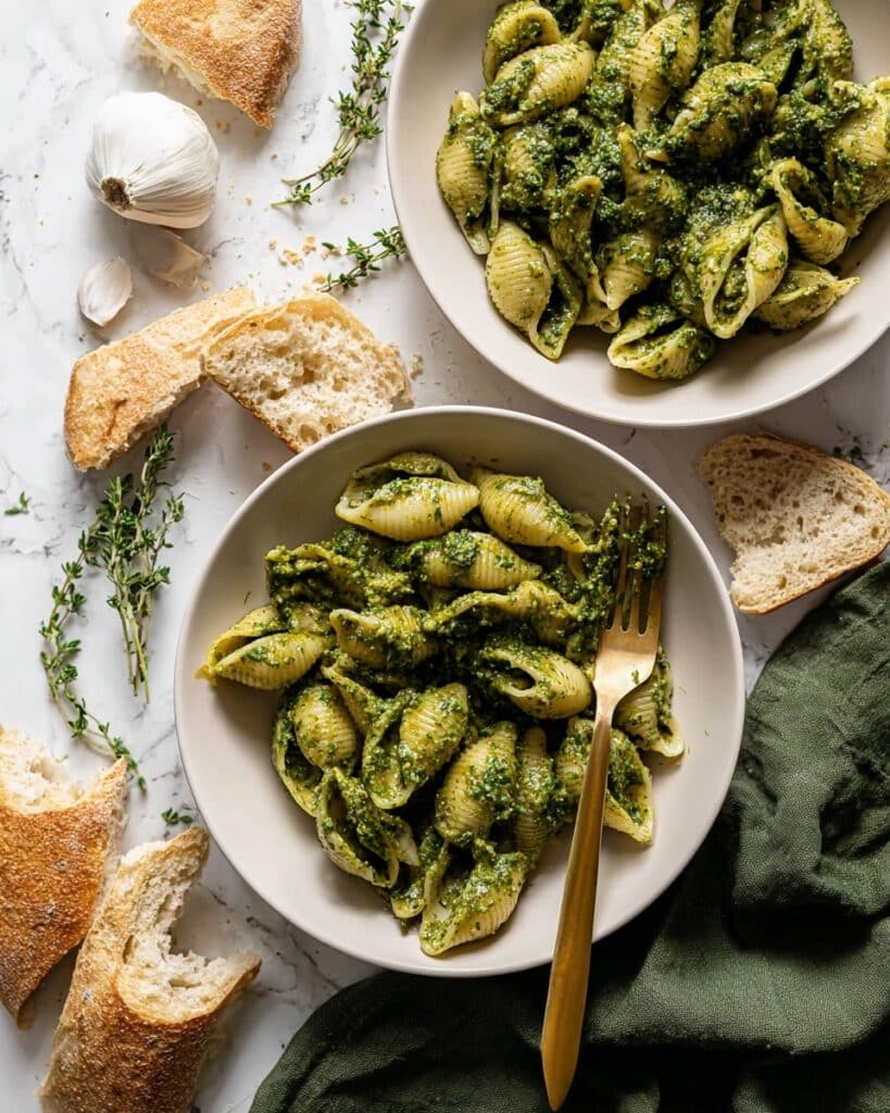 Creamy Roasted Garlic Kale Pasta with Parmesan Recipe