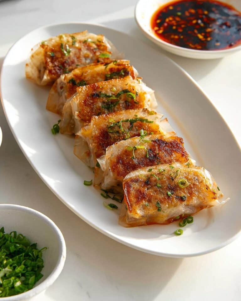 Rice Paper Chicken Dumplings with Crispy Pan-Fry and Spicy Dipping Sauce Recipe