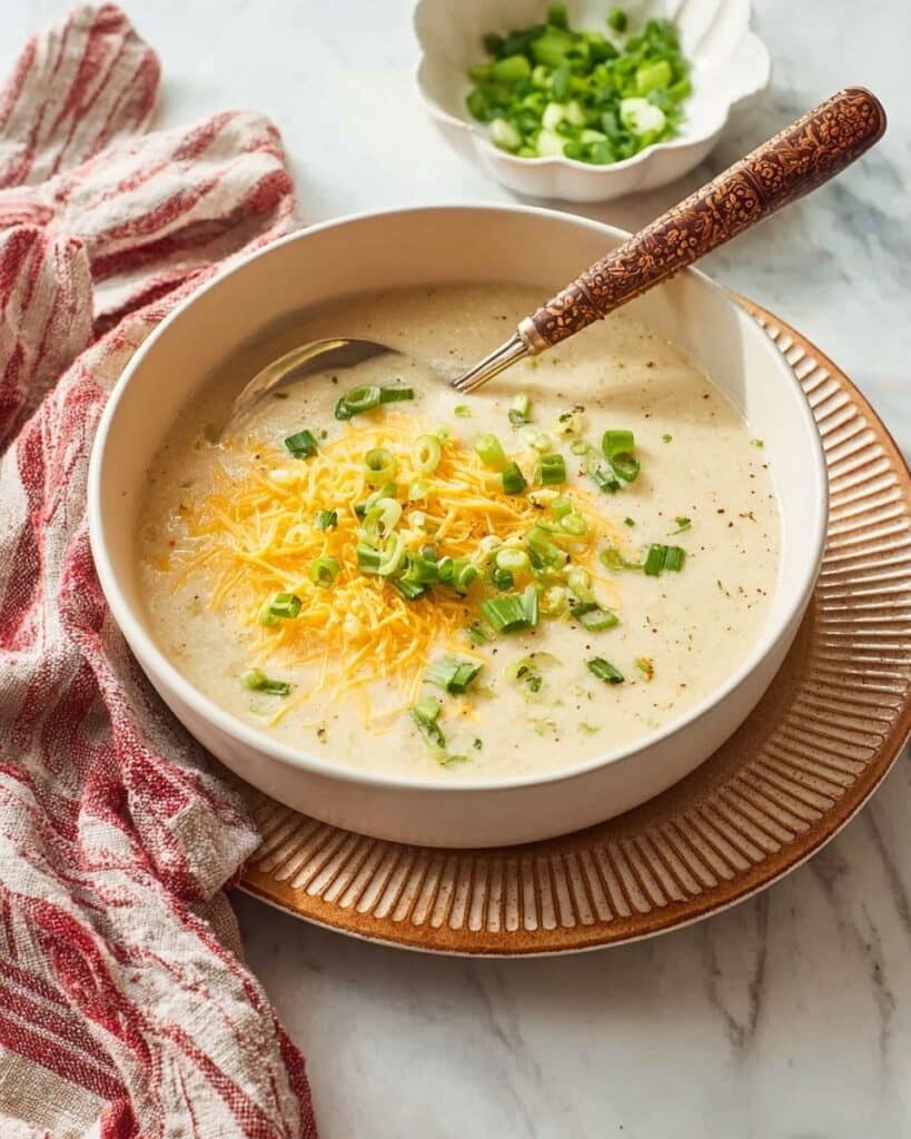 Potato Leek Cauliflower Soup with Cheddar and Cream Cheese Recipe