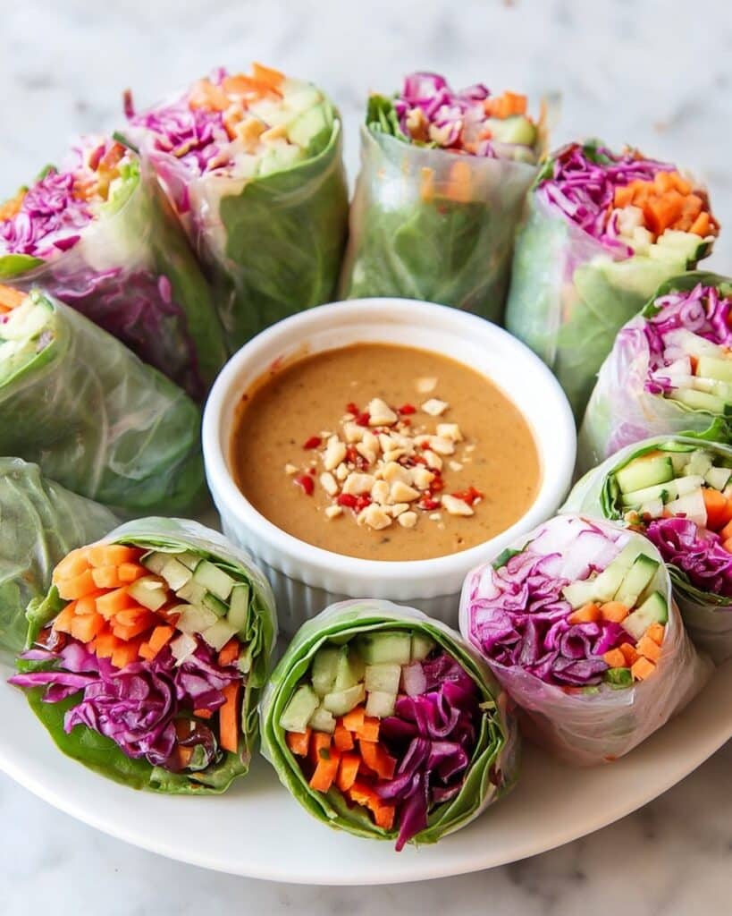 Veggie Spring Rolls with Homemade Peanut Sauce Recipe