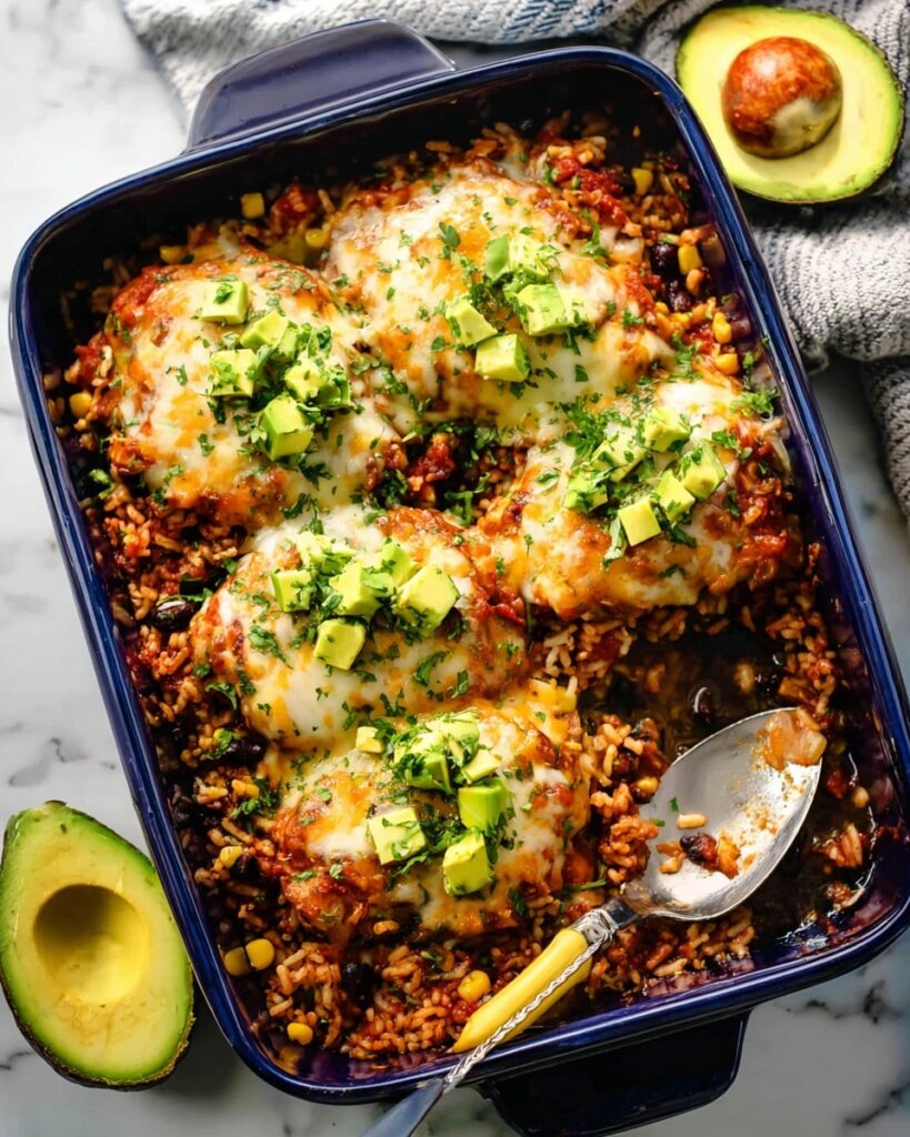 Hearty Chicken Salsa Casserole with Cheddar and Monterey Jack Recipe