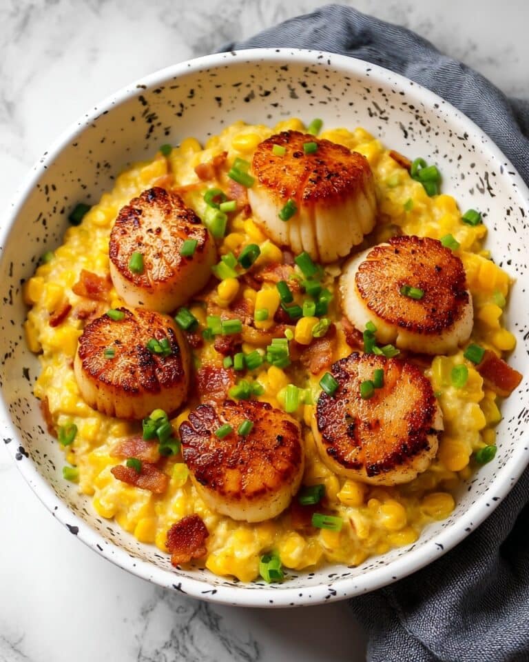 Seared Scallops with Creamy Corn and Bacon Recipe