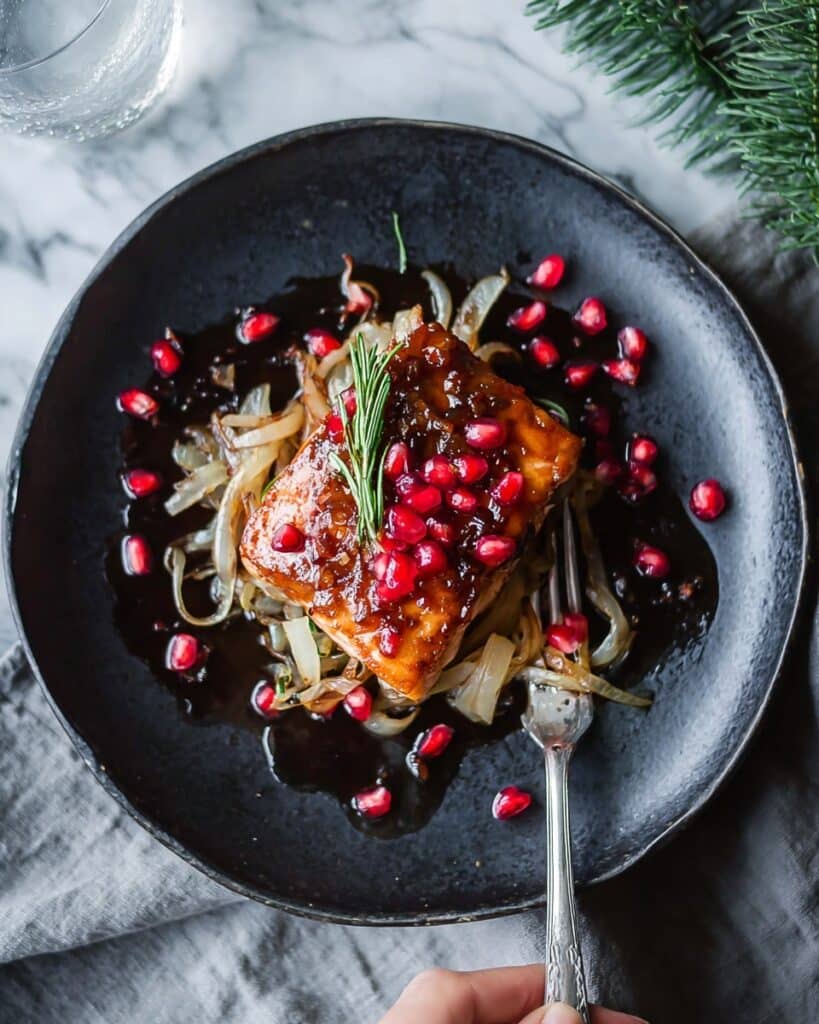Pomegranate Salmon with Fennel and Shallots Recipe