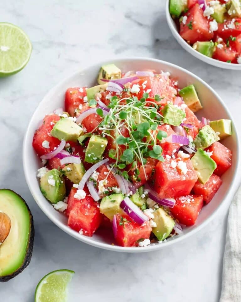 Vegan Watermelon Feta Avocado Salad Recipe