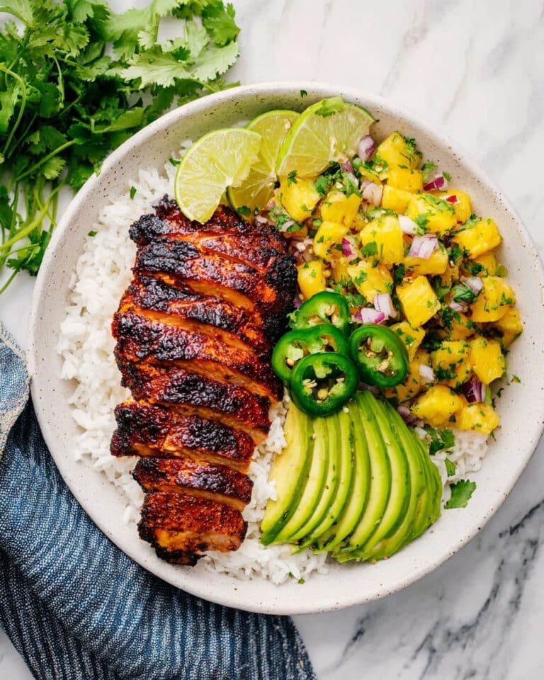 Grilled Pineapple Chicken with Cilantro Salsa and Coconut Rice Recipe