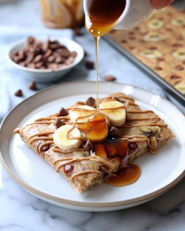 Sheet Pan Chocolate Chip Banana Peanut Butter Pancakes Recipe